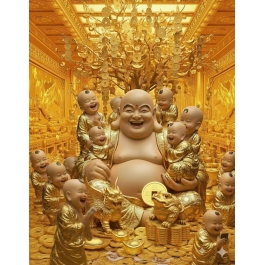 Tượng Phật Di Lạc Ngũ Quỷ Nhựa Composite